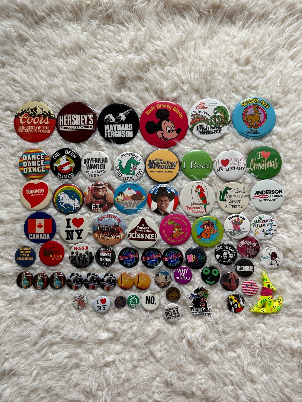 Vintage 70s & 80s Pinback Buttons - Mixed Topics and Colors - 65 Buttons - Picture 4 of 5